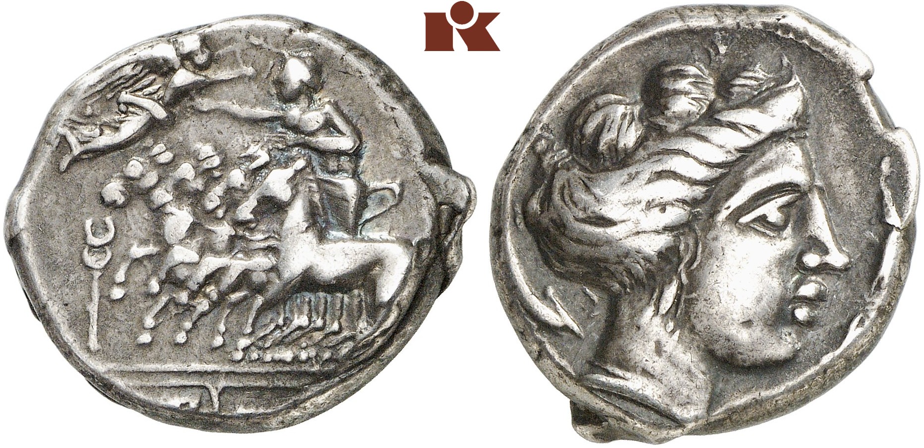 PUNIER. AR-Tetradrachme, 350/300 v. Chr., Rasch Melqart (= Kephaloidion ...