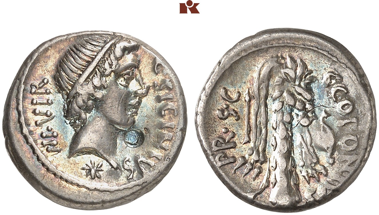 Cn. Pompeius Magnus maior, † 48 v. Chr. AR-Denar, 49 v. Chr., Rom, Bab ...