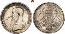 Leopold II., 1865-1909. 5 Francs 1896. Dupriez 94.