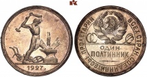 Sowjetunion, 1917-1991. 50 Kopeken 1927, Leningrad. 9,96 g. Yeo. 89.2.