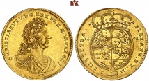 Christian V., 1670-1699. 2 Dukaten 1691, Kopenhagen. 6.95 g. Fb. 154; Hede 27 B; Schou 2; Sieg 101.