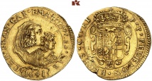 Carlo Emanuele II., 1638-1675, unter Vormundschaft seiner Mutter Maria Cristina, 1639-1648. 4 Scudi d'oro 1641, Turin. 13.16 g. Cudazzo 738 c; Fb. 1071; Simonetti 5/3.