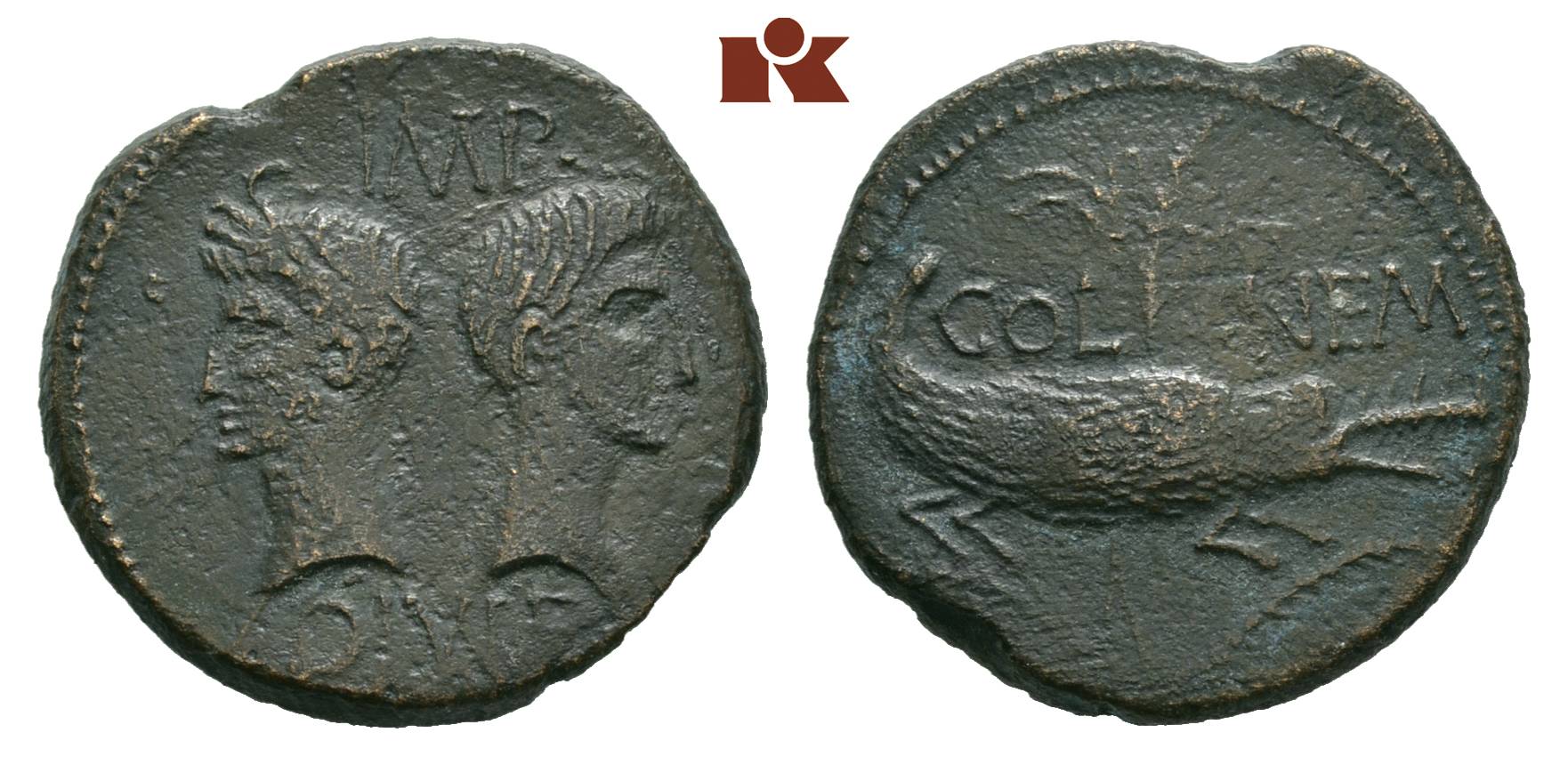 Augustus 30 V 14 N Chr Und Agrippa Ae As 16 10 V Chr Nemausus 11 72 G Ric 157 Rpc 523